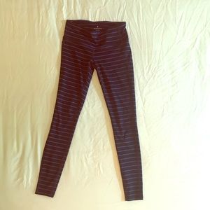 Athleta blue navy striped leggings xs